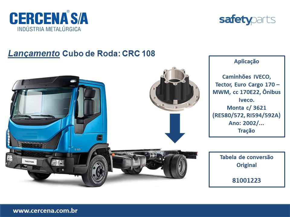 
                                CUBO RODA TRACAO IVECO TECTOR EUROCARGO 2002...